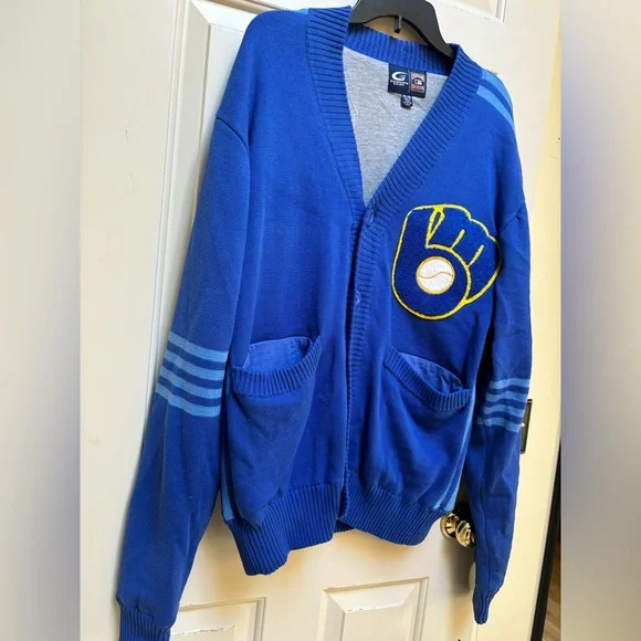 NWT! ⚾️⚾️Milwaukee Brewers Retro Sweater Cardigan⚾️⚾️.Size XXL. - Picture 12 of 13